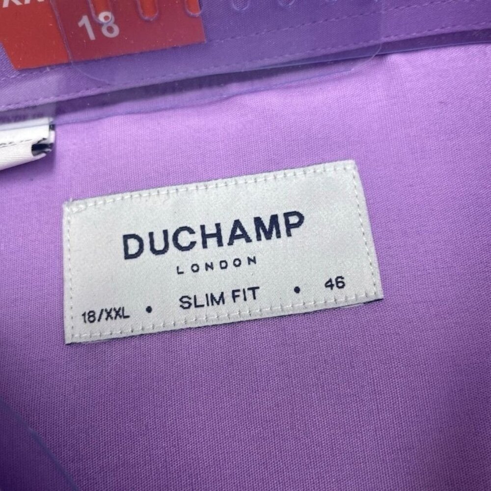 Duchamp London Slim Fit Dress Shirt XXL Lilac Stretch mens 6818 - Picture 2 of 4